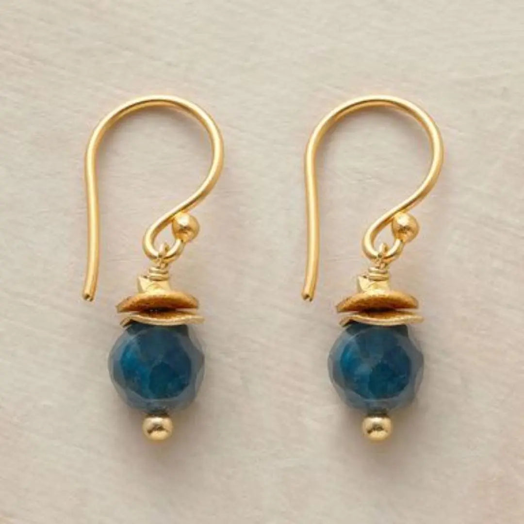 Vintage Blue Lantern Golden Earrings