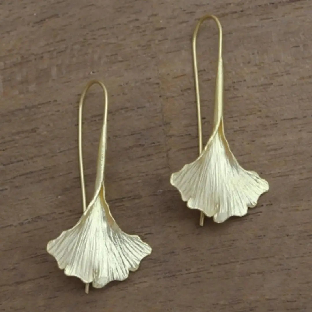 Vintage gold-plated petal earrings