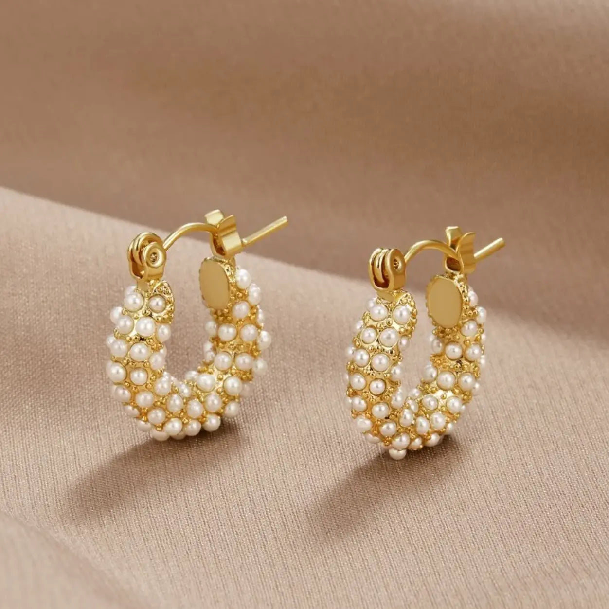 Gold-plated Pearl Earrings J439
