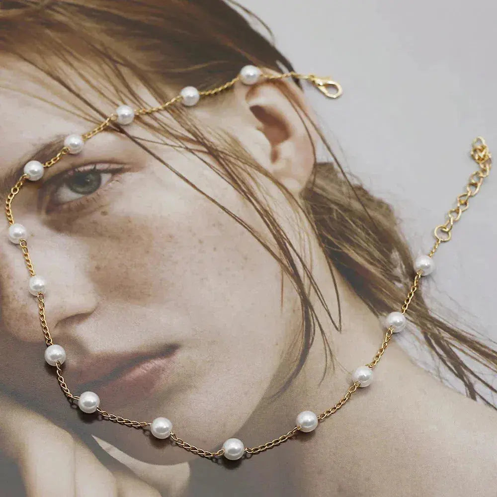 Gold Pearl Necklace J162