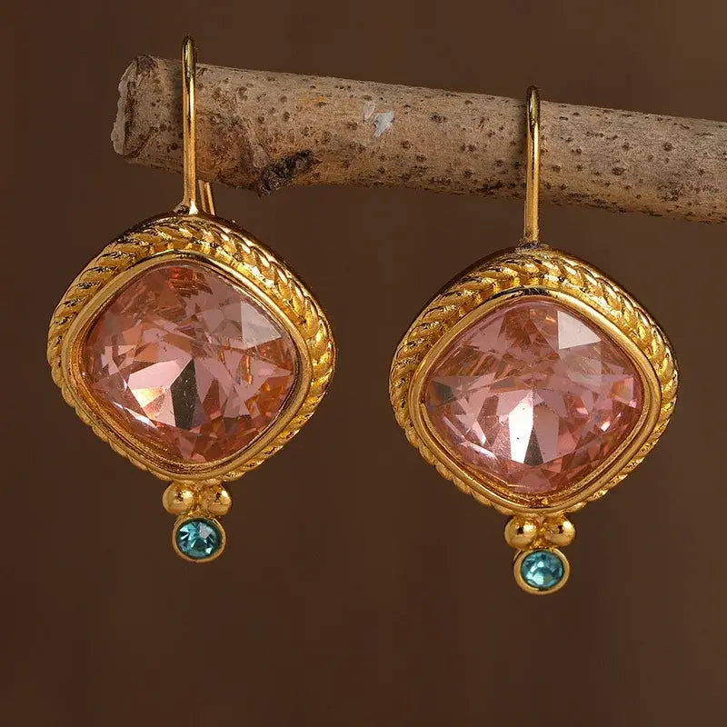 Vintage Rose Gold Crystal Earrings