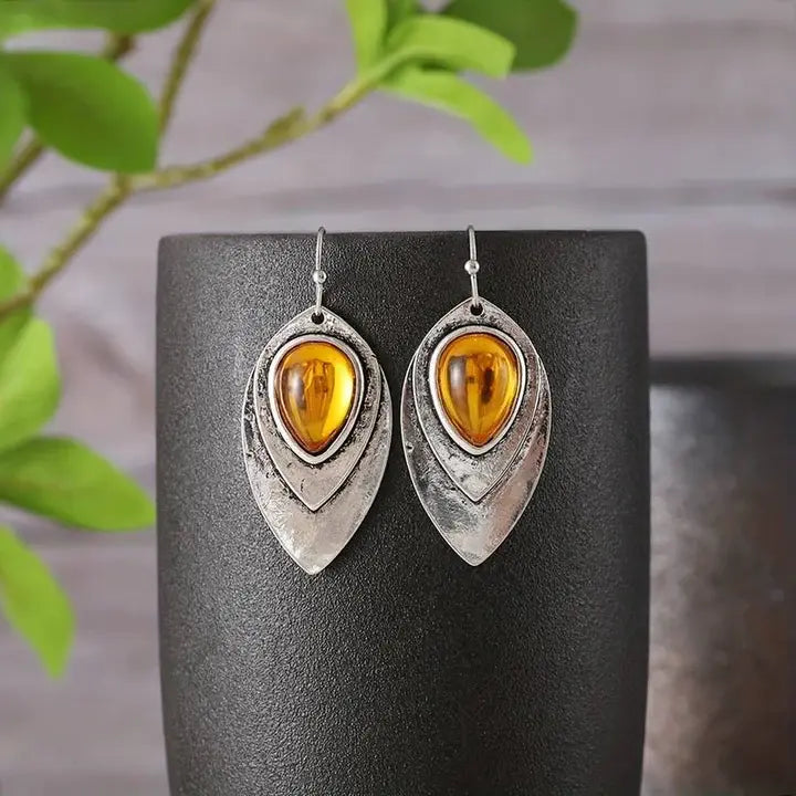 Vintage Orange Earrings in Silver