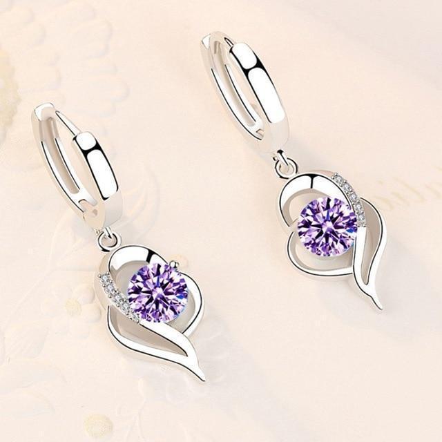 Sterling Silver and Zirconia Inlaid Floral Earrings