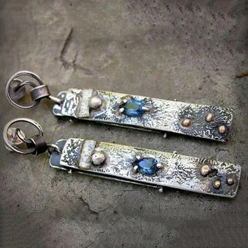 Handmade earrings with blue stones