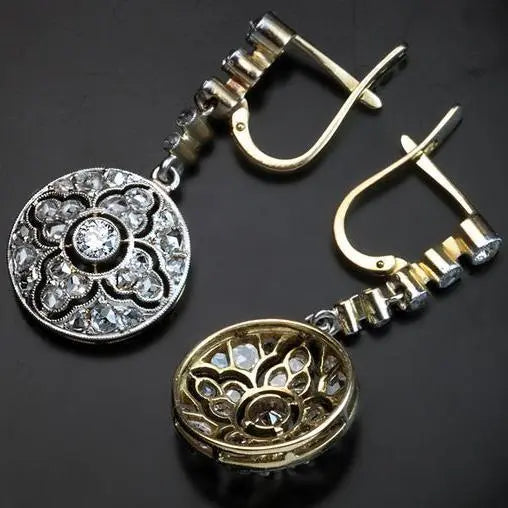 Rounded dangling crystalline vintage earrings