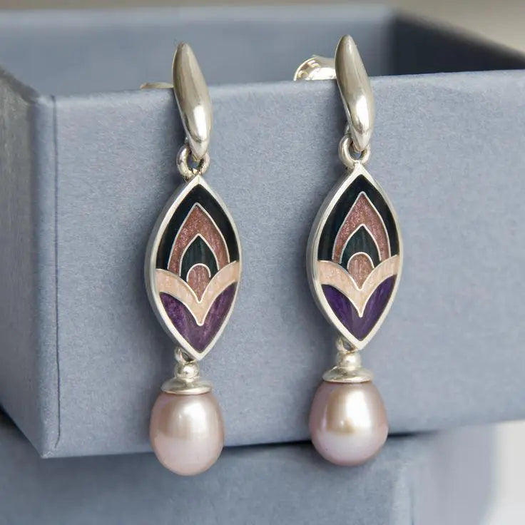 Vintage Pearl & Enamel Earrings