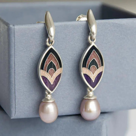 Vintage Pearl & Enamel Earrings
