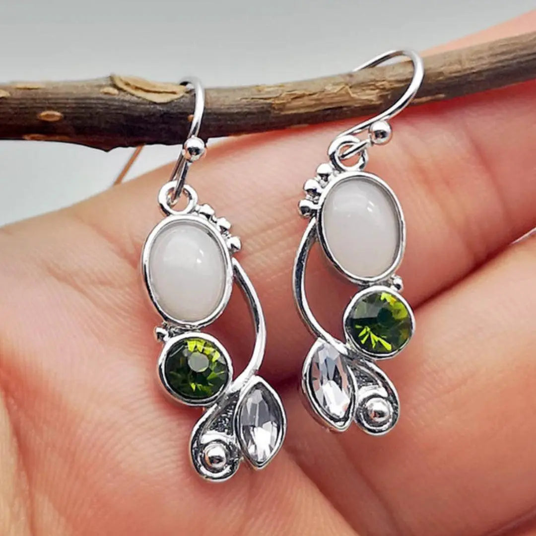 Vintage Moonstone with Crystal Earrings