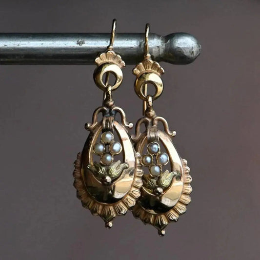 Gold-Plated Vintage Beetle Earrings