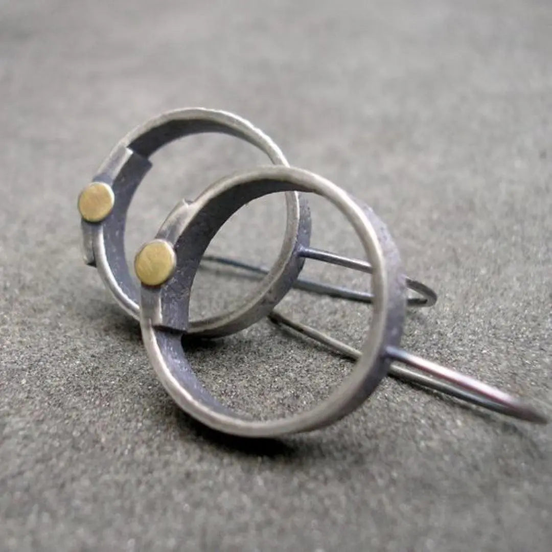 Vintage Silver-Plated Circle Earrings