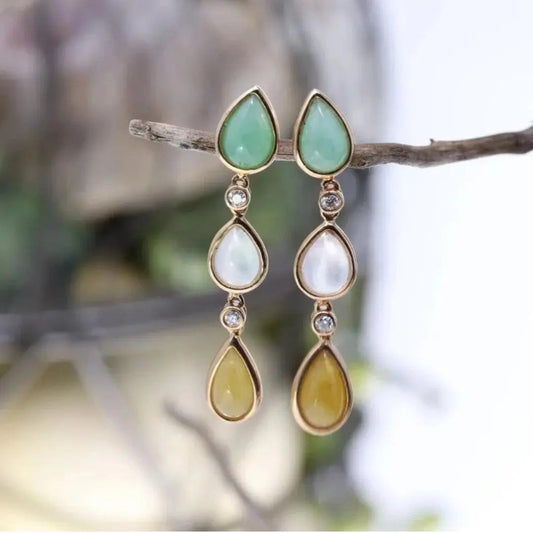 Vintage Nature Earrings with Dangling Stones