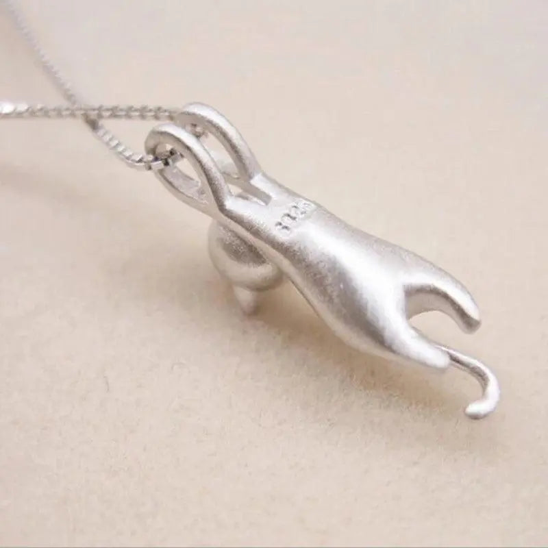Sterling Silver Playful Kitty Necklace