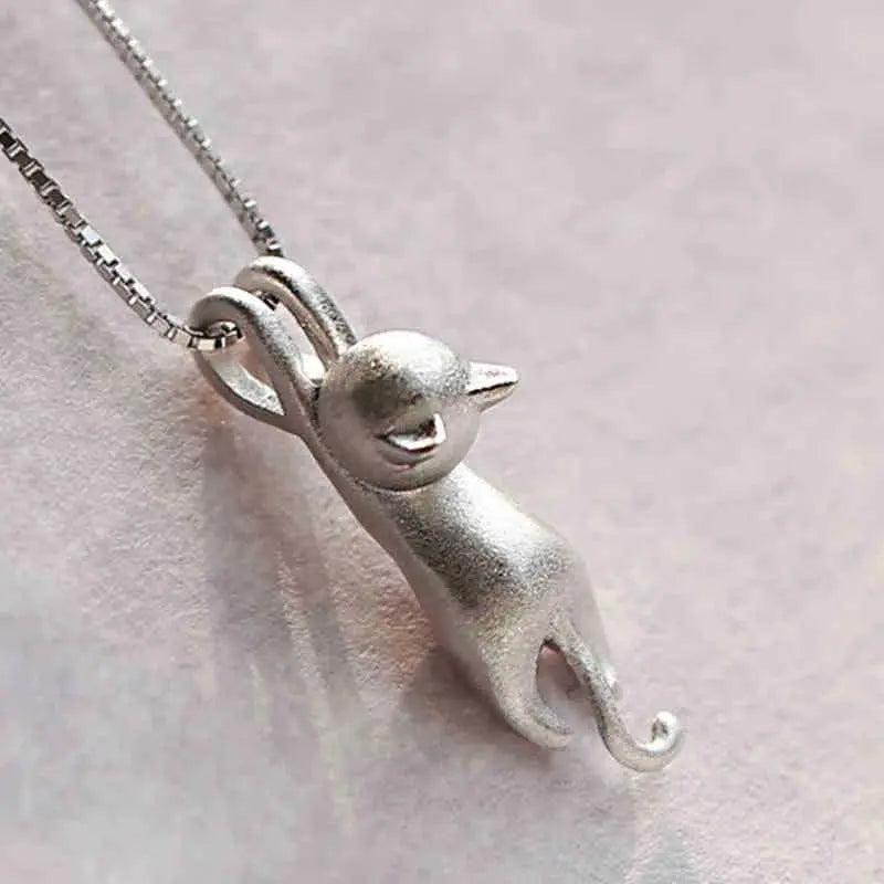 Sterling Silver Playful Kitty Necklace