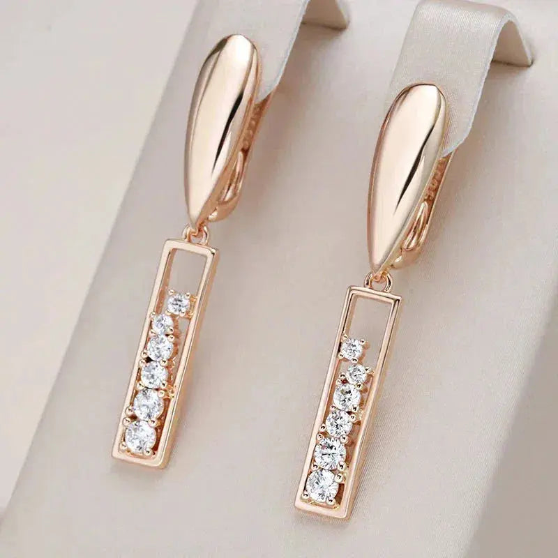 Elegant Rectangular Earrings with Inlaid Zirconia