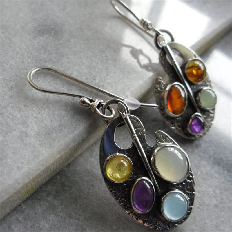 Earrings "Painter's Palette" with multicolored stones