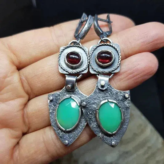 Vintage earrings with green stone