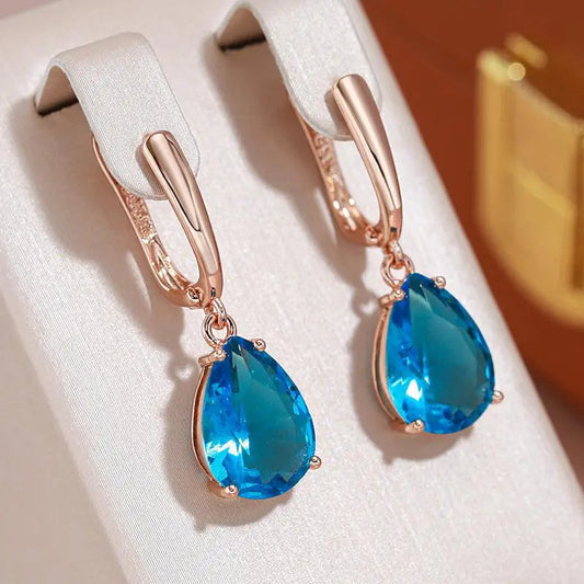 Blue Crystal Drop Earrings
