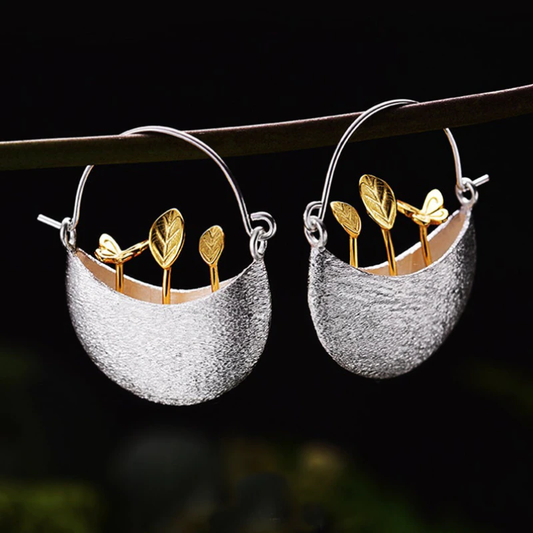 Gold-Plated Earrings "Plant Basket