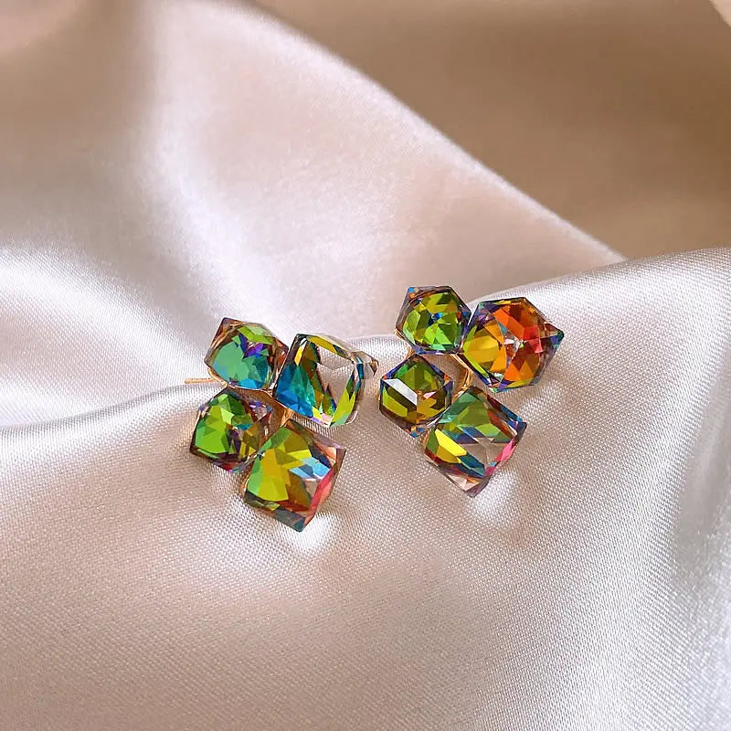 Multicolored Zirconia Earrings in Gold Elegant