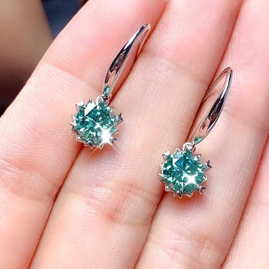 Elegant earrings made of turquoise and zirconia