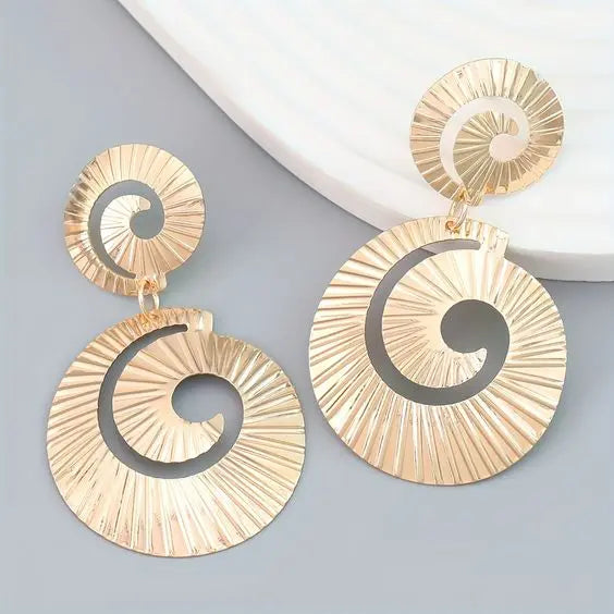 Golden Boho Spiral Earrings