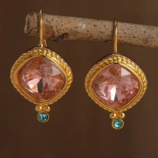 Vintage Rose Gold Crystal Earrings