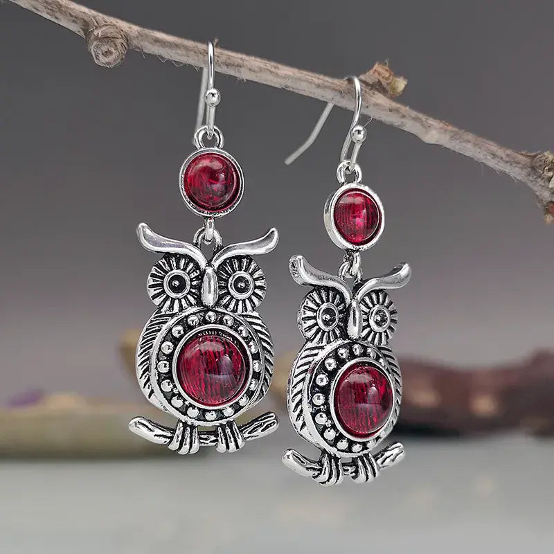 Vintage Red Owl Earrings