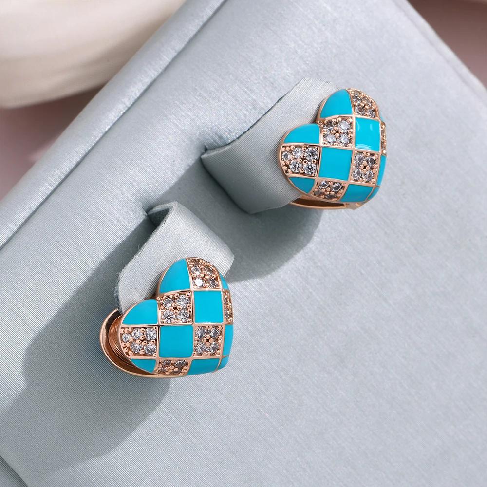 Elegant Heart Stud Earrings with Enamel Accents