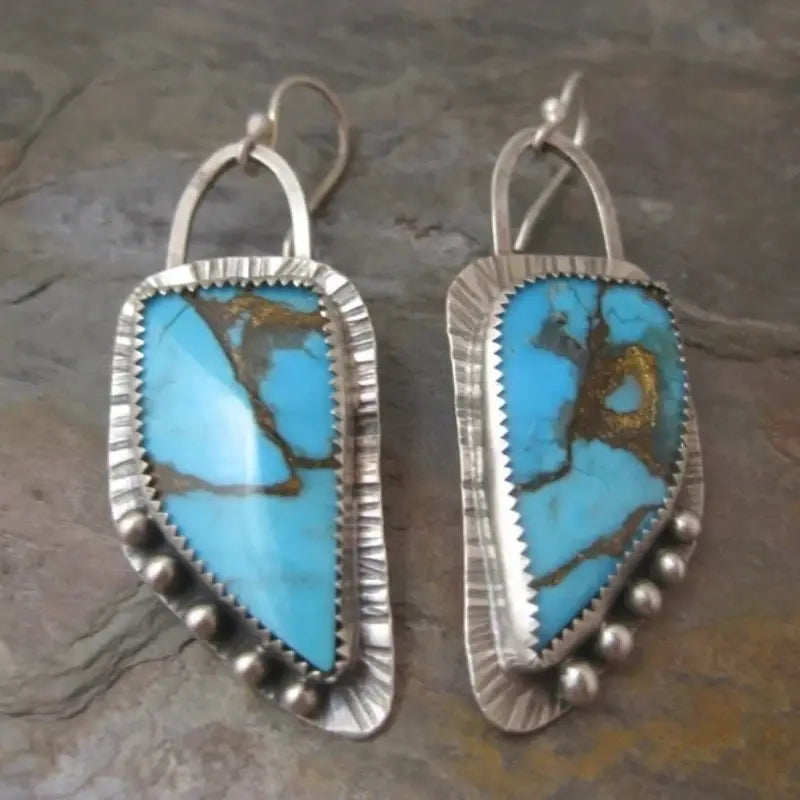 Vintage turquoise worn earrings