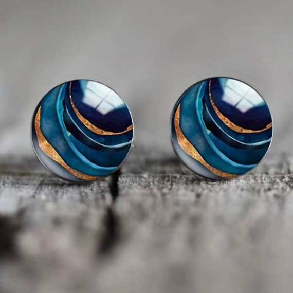Vintage Blue Round Earrings