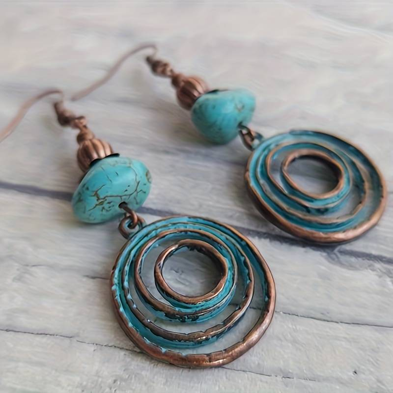 Vintage turquoise spiral earrings