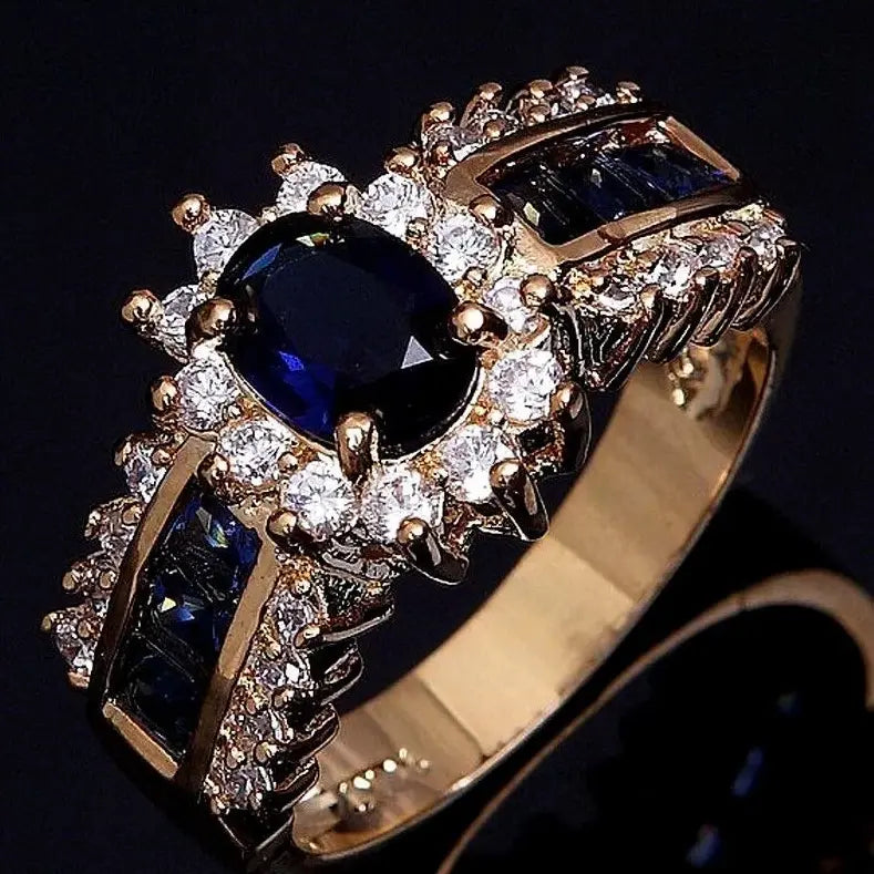 Blue Ring in Vintage Brilliant Gold
