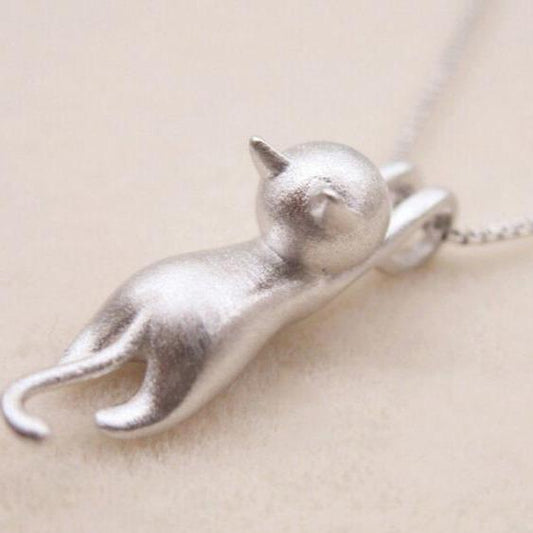 Playful Cat Necklace made of Sterling Silver