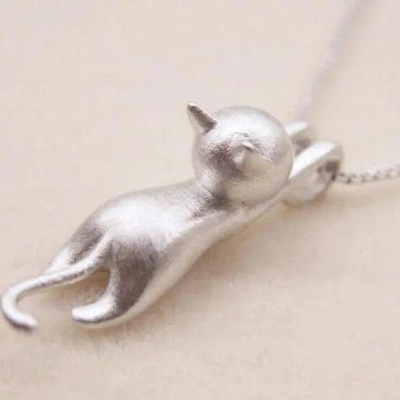 Sterling Silver Playful Kitty Necklace