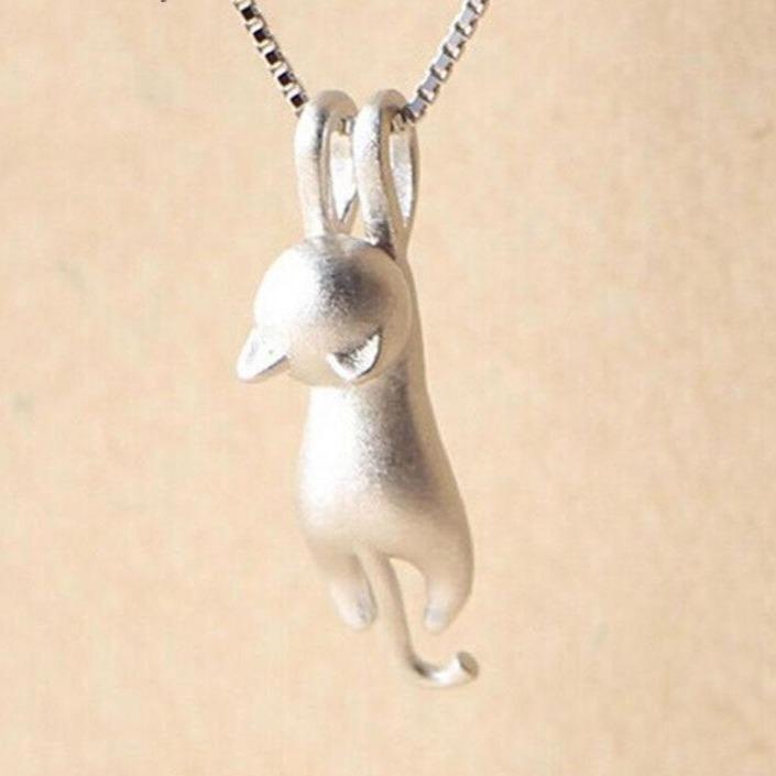 Sterling Silver Playful Kitty Necklace